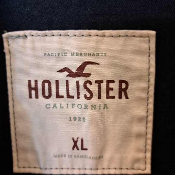Hollister Vintage Men's XL Dark Blue Military Field Y2K Jacket 100% Cotton - Picture 8 of 16